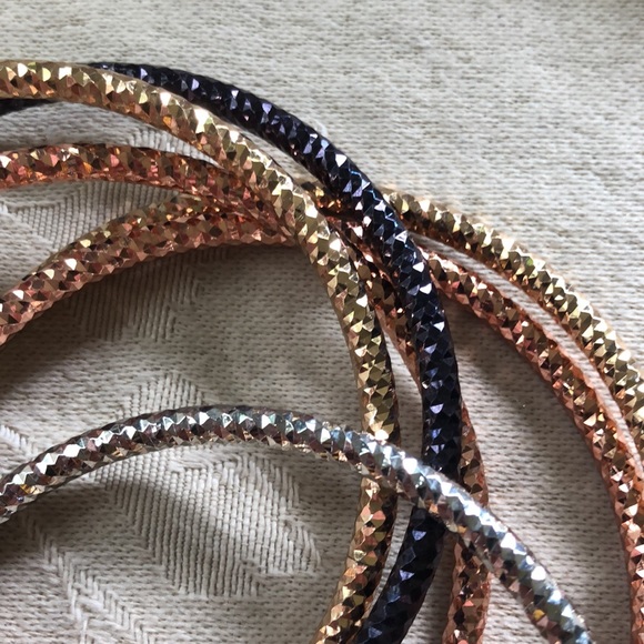 intertwined rose, gold ,silver & black tone bangle bracelets - Picture 6 of 6